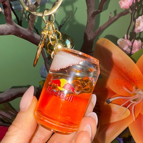 Kawaii Soda pop Can soda Sensory accessories Bell Charm RED BULL drink Keychain - Picture 1 of 6